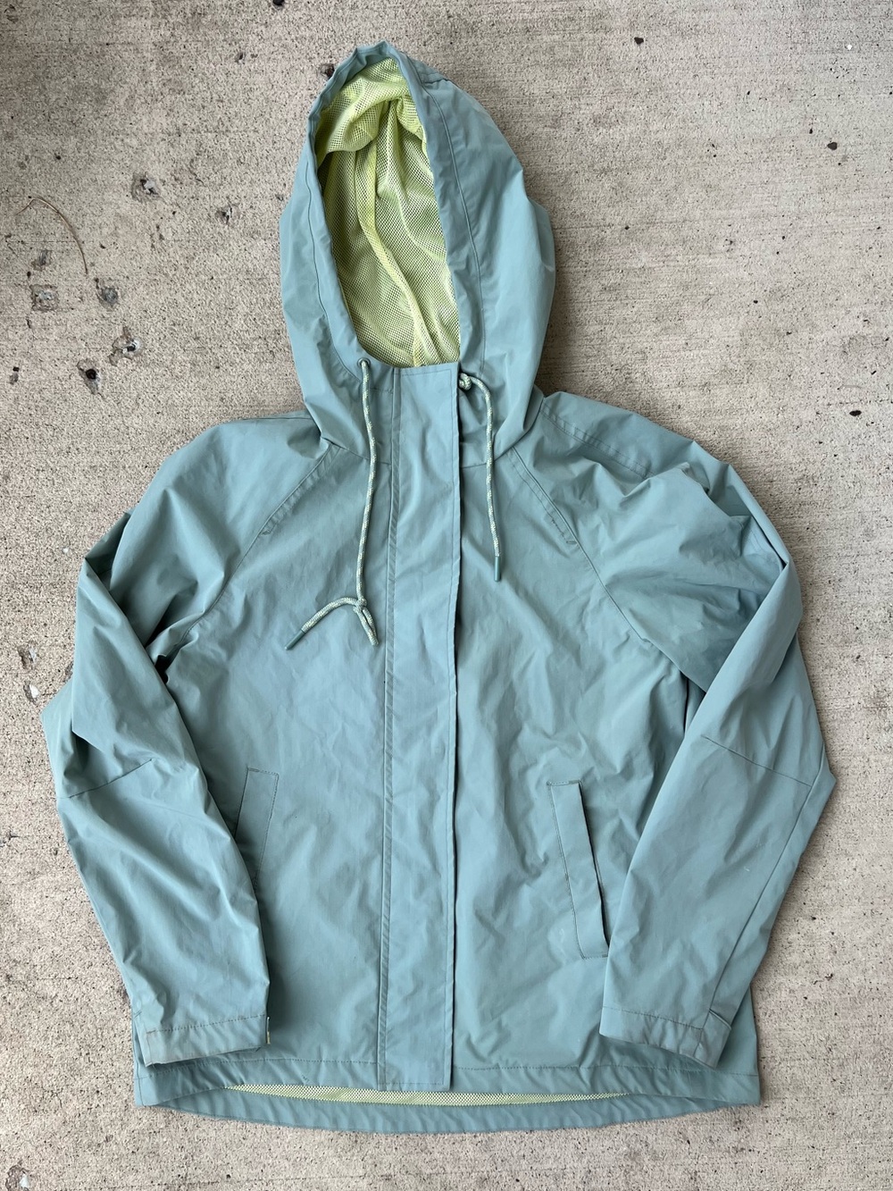 Avalanche Light Teal Hooded Windbreaker with Pale Yellow Lining